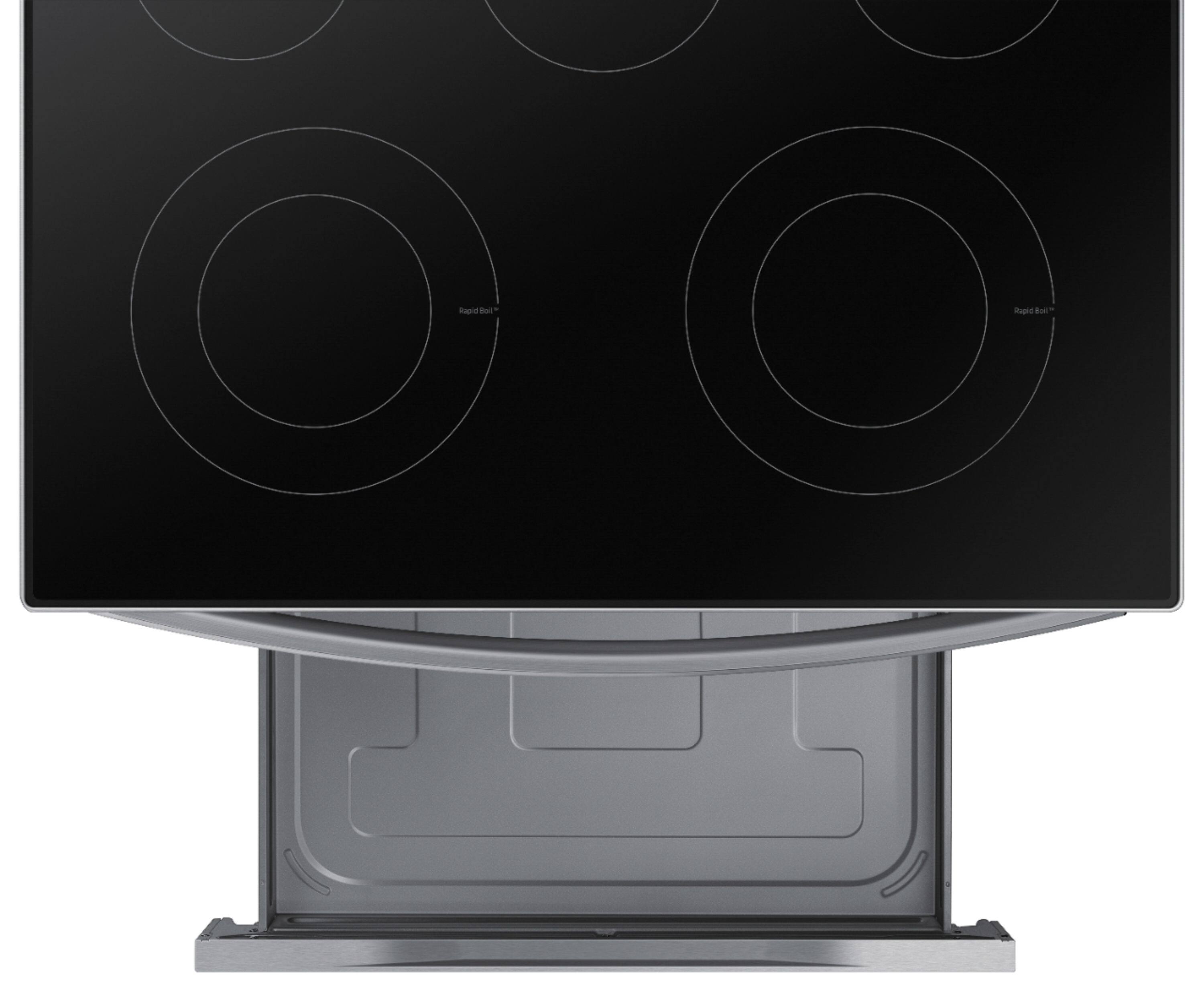 Alt View 19. Samsung - 6.3 cu. ft. Freestanding Electric Range with Rapid Boil, WiFi & Self Clean - Stainless Steel.