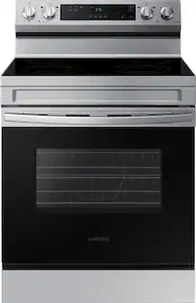 Samsung - 30 in. Wide 4 Elements 6.3 cu. ft. Freestanding Electric Range with WiFi and Steam Clean - Stainless Steel