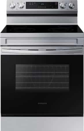 Samsung - 30 in. Wide 4 Elements 6.3 cu. ft. Freestanding Electric Range with WiFi and Steam Clean - Stainless Steel