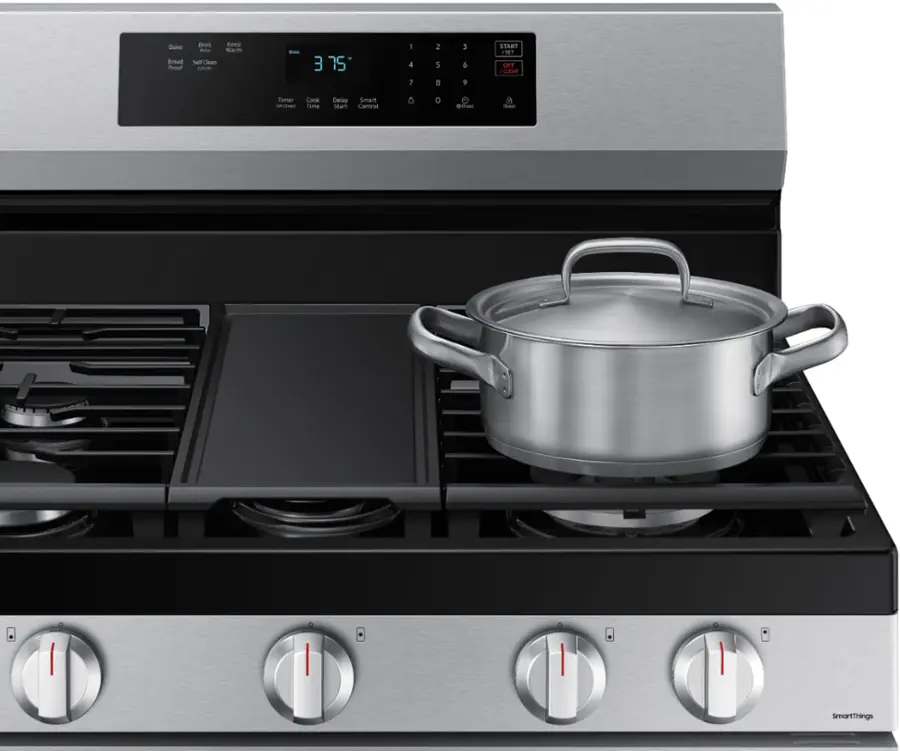 Alt View 12. Samsung - 6.0 cu. ft. Freestanding Gas Range with 18K BTU Dual Power Burner, WiFi & Self Clean - Stainless Steel.