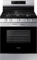 Samsung - 30 in. Wide 5 Burner 6.0 cu. ft. Freestanding Gas Range with WiFi and Integrated Griddle - Stainless Steel - Front_Zoom