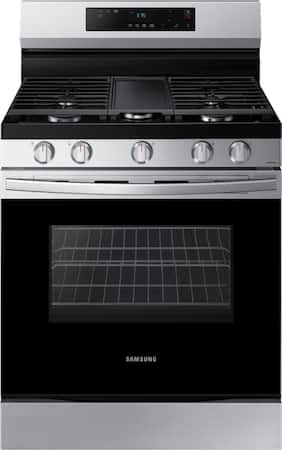 Samsung - 30 in. Wide 5 Burner 6.0 cu. ft. Freestanding Gas Range with WiFi and Integrated Griddle - Stainless Steel