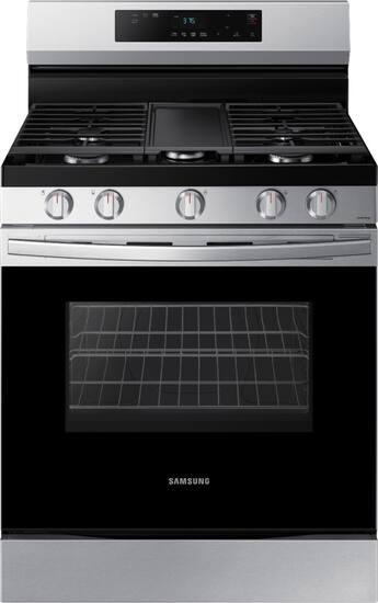 Samsung - 30 in. Wide 5 Burner 6.0 cu. ft. Freestanding Gas Range with WiFi and Integrated Griddle - Stainless Steel