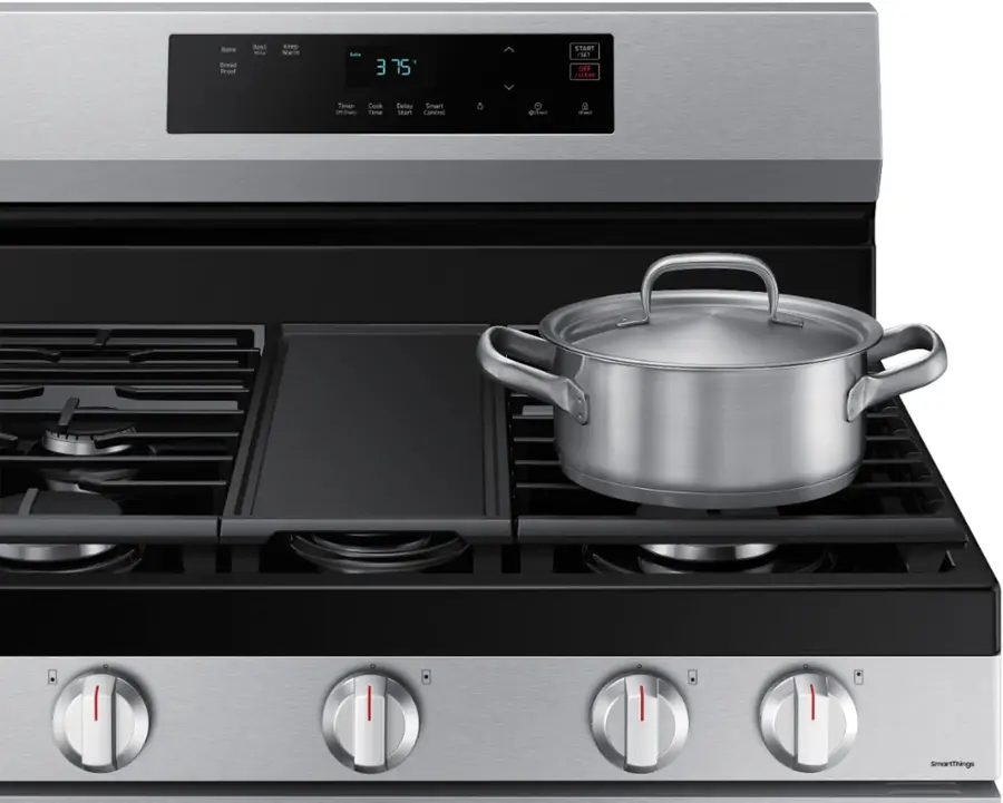 Alt View 12. Samsung - 6.0 cu. ft. Freestanding Gas Range with WiFi and Integrated Griddle - Stainless Steel.