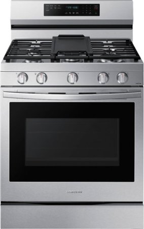 Samsung - 6.0 Cu. Ft. Freestanding Gas Convection+ Range with WiFi and No-Preheat Air Fry - Stainless Steel