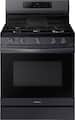 Samsung - 30 in. Wide 5 Burner 6.0 cu. ft. Freestanding Gas Range with No-Preheat Air Fry & Convection - Black Stainless Steel