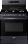 Samsung - 30 in. Wide 5 Burner 6.0 cu. ft. Freestanding Gas Range with No-Preheat Air Fry & Convection - Black Stainless Steel