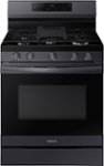Front. Samsung - 6.0 cu. ft. Freestanding Gas Range with WiFi, No-Preheat Air Fry & Convection - Black Stainless Steel.