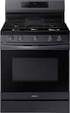 Samsung - 30 in. Wide 5 Burner 6.0 cu. ft. Freestanding Gas Range with No-Preheat Air Fry & Convection - Black Stainless Steel