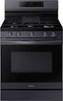 Samsung - 6.0 cu. ft. Freestanding Gas Range with WiFi, No-Preheat Air Fry & Convection - Black Stainless Steel - Front_Zoom