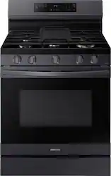 Samsung - 6.0 cu. ft. Freestanding Gas Range with No-Preheat Air Fry & Convection - Black Stainless Steel - Front_Zoom