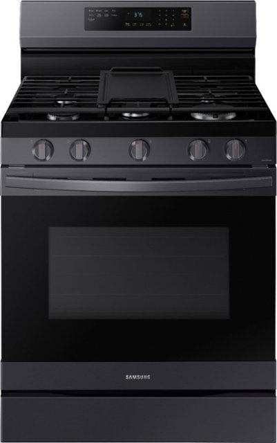 Samsung 30-in 5 Burners 6-cu ft Self-cleaning Air Fry Convection Oven  Slide-in Smart Natural Gas Range (Fingerprint Resistant Black Stainless  Steel) in the Single Oven Gas Ranges department at