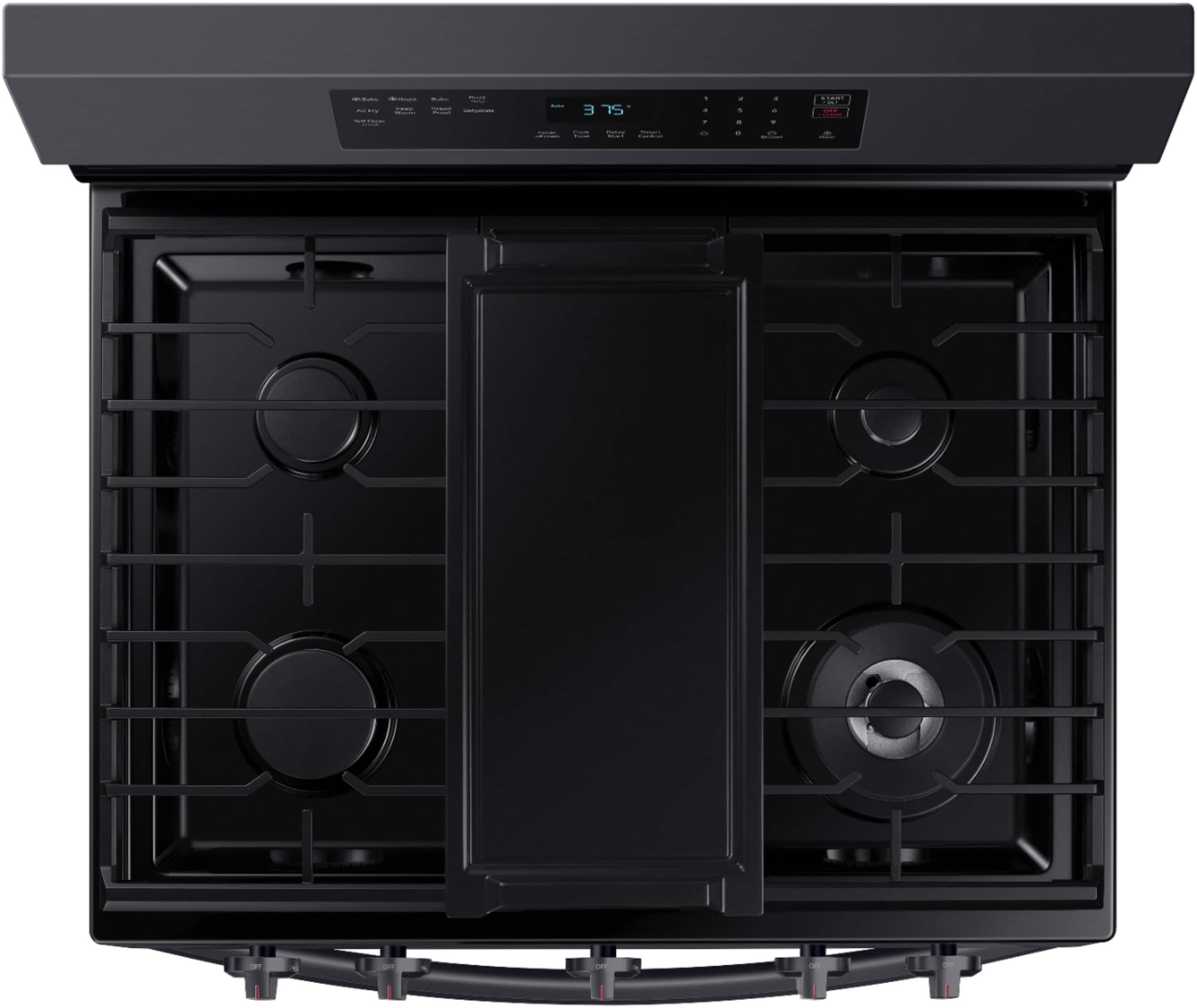 Alt View 13. Samsung - 6.0 cu. ft. Freestanding Gas Range with WiFi, No-Preheat Air Fry & Convection - Black Stainless Steel.