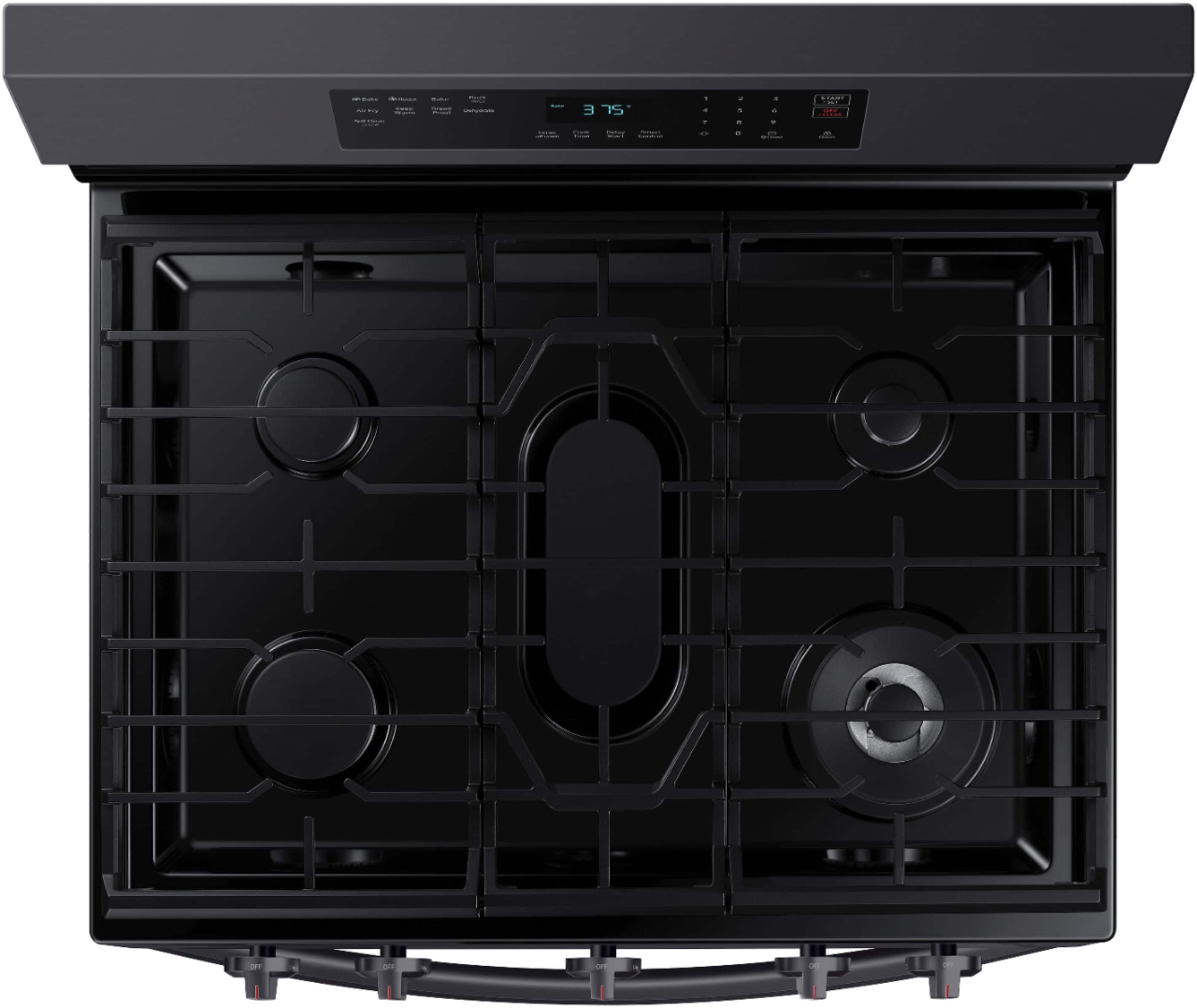 Alt View 14. Samsung - 6.0 cu. ft. Freestanding Gas Range with WiFi, No-Preheat Air Fry & Convection - Black Stainless Steel.