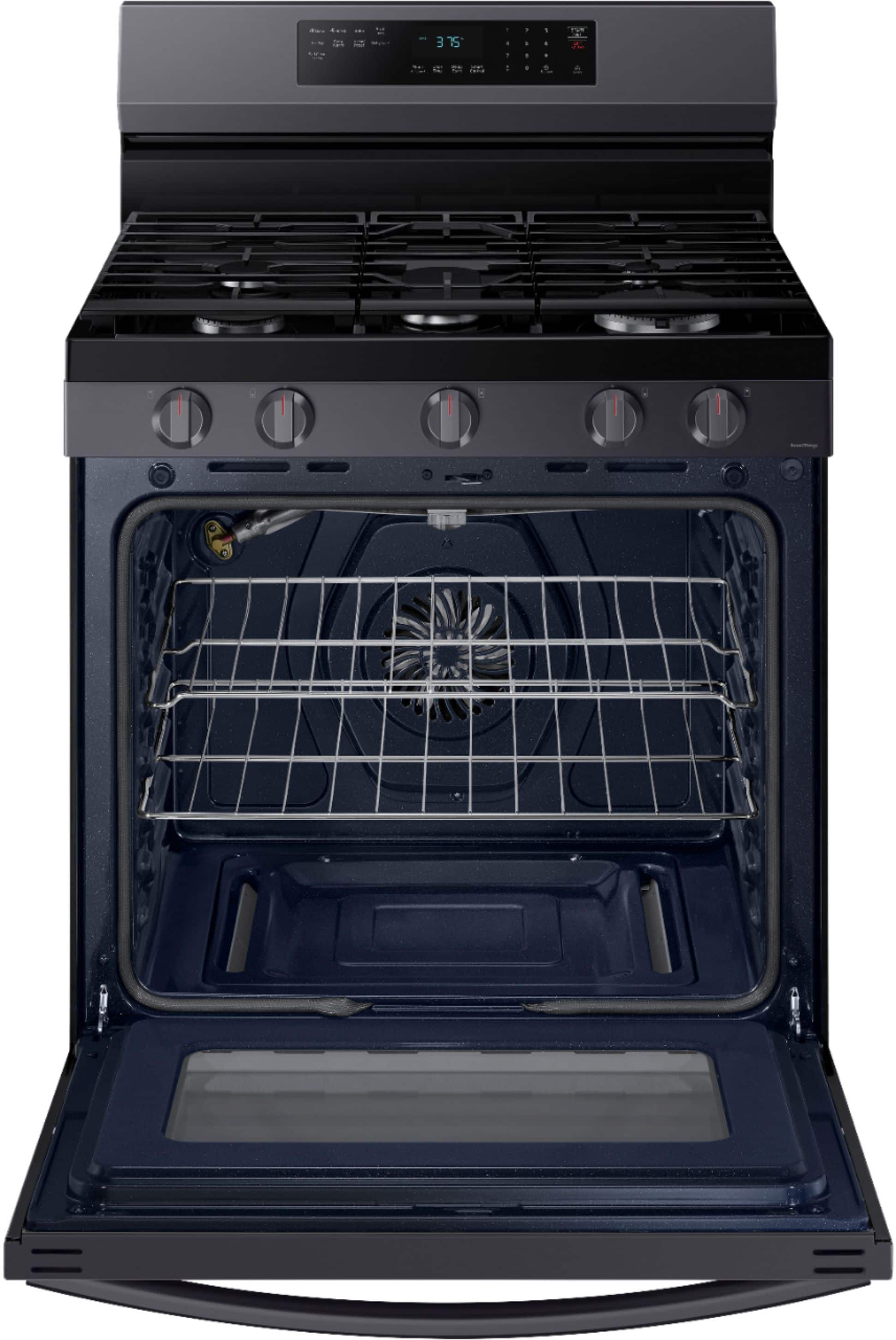 Alt View 18. Samsung - 6.0 cu. ft. Freestanding Gas Range with WiFi, No-Preheat Air Fry & Convection - Black Stainless Steel.