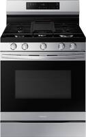 Samsung - 30 in. Wide 5 Burner 6.0 cu. ft. Freestanding Gas Range with No-Preheat Air Fry & Convection - Stainless Steel - Front_Zoom
