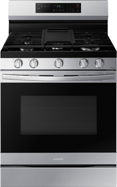 Front. Samsung - 6.0 cu. ft. Freestanding Gas Range with WiFi, No-Preheat Air Fry & Convection - Stainless Steel.