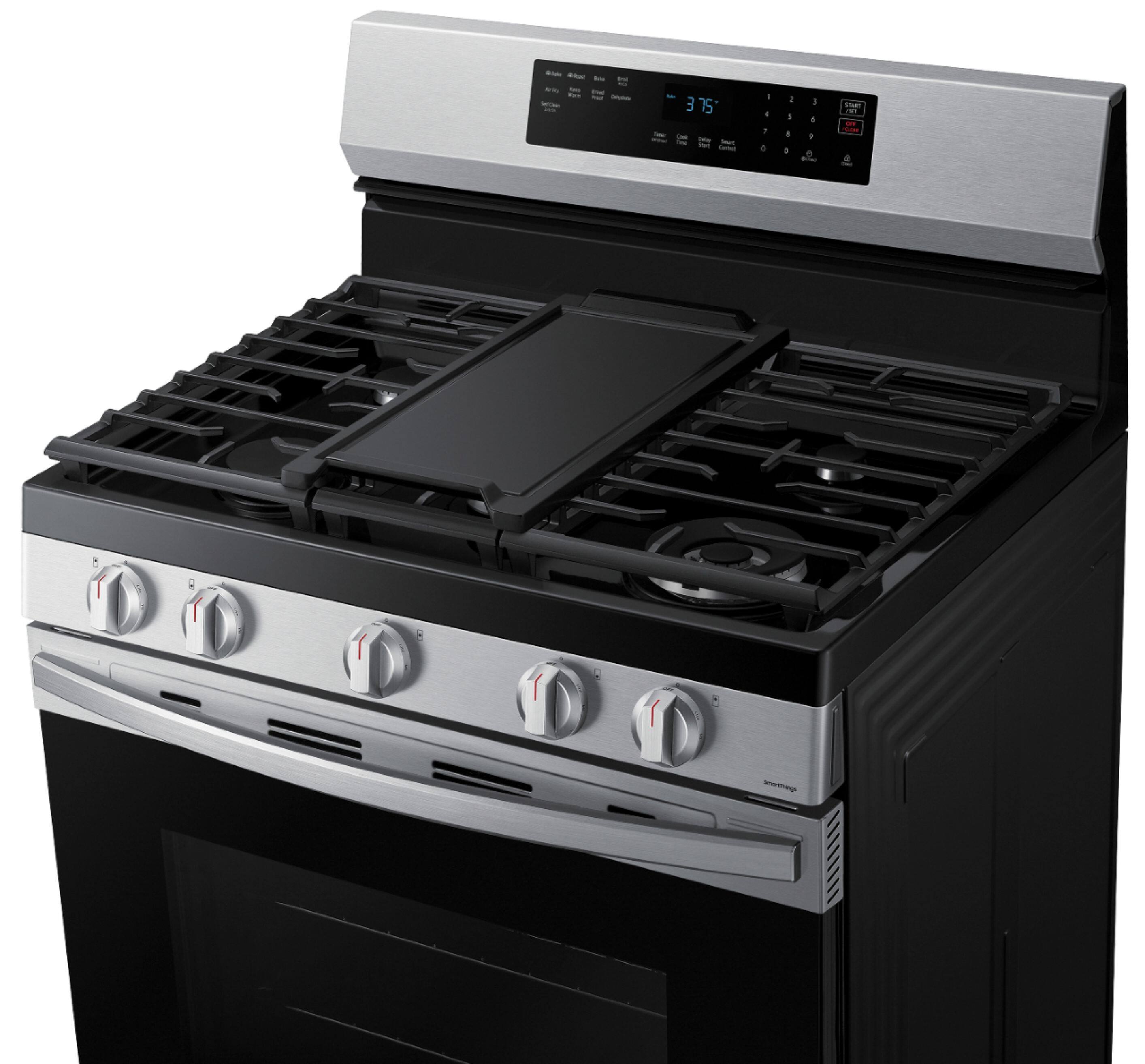 Alt View 16. Samsung - 6.0 cu. ft. Freestanding Gas Range with WiFi, No-Preheat Air Fry & Convection - Stainless Steel.
