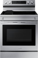 Samsung - 6.3 cu. ft. Freestanding Electric Convection+ Range with WiFi, No-Preheat Air Fry and Griddle - Stainless steel - Front_Zoom