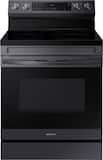 Samsung - 30 in. Wide 5 Elements 6.3 cu. ft. 5 Freestanding Electric Range with WiFi, No-Preheat Air Fry & Convection - Black Stainless Steel