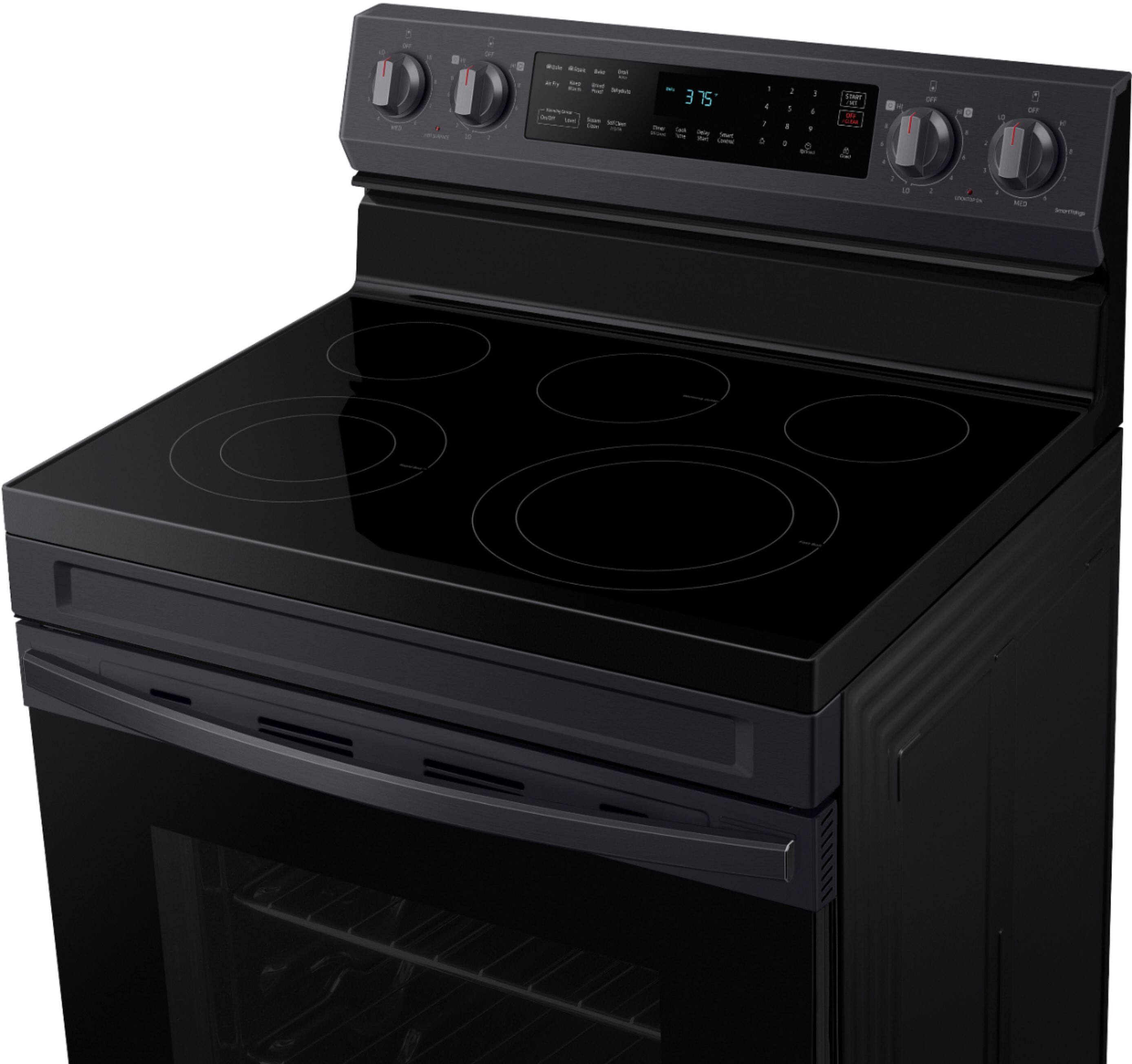 Alt View 15. Samsung - 6.3 cu. ft. Freestanding Electric Range with WiFi, No-Preheat Air Fry & Convection - Black Stainless Steel.
