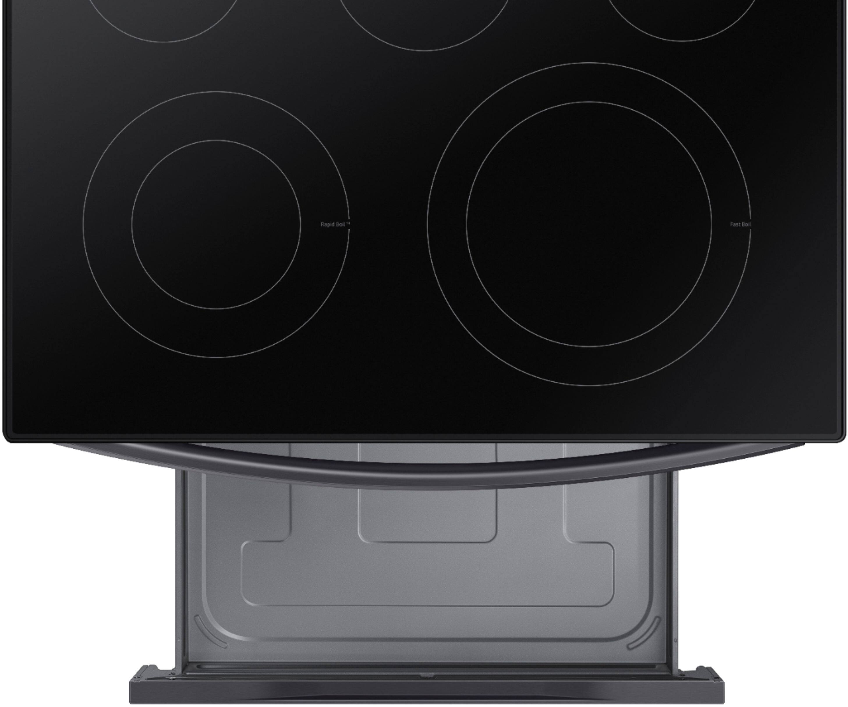 Alt View 19. Samsung - 6.3 cu. ft. Freestanding Electric Range with WiFi, No-Preheat Air Fry & Convection - Black Stainless Steel.