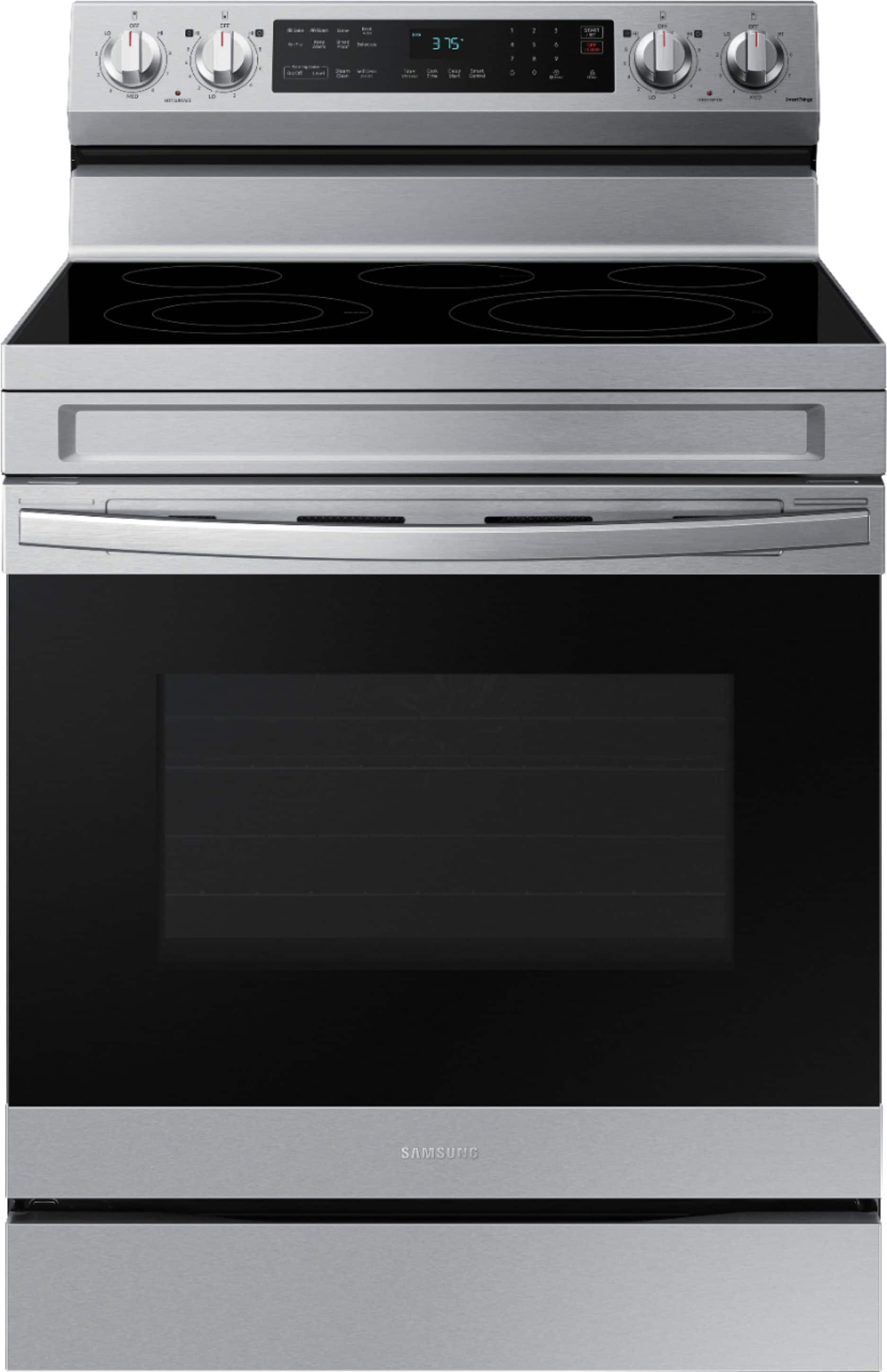 Front. Samsung - 6.3 cu. ft. Freestanding Electric Range with WiFi, No-Preheat Air Fry & Convection - Stainless Steel.