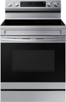 Samsung - Open Box 6.3 cu. ft. Freestanding Electric Range with WiFi, No-Preheat Air Fry & Convection - Stainless steel - Front_Zoom