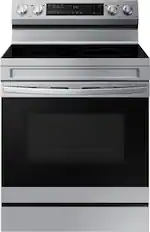 Front. Samsung - 6.3 cu. ft. Freestanding Electric Range with WiFi, No-Preheat Air Fry & Convection - Stainless Steel.