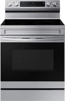 Front. Samsung - 6.3 cu. ft. Freestanding Electric Range with WiFi, No-Preheat Air Fry & Convection - Stainless Steel.