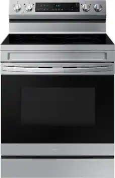 Front. Samsung - 6.3 cu. ft. Freestanding Electric Range with WiFi, No-Preheat Air Fry & Convection - Stainless Steel.