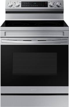 Front. Samsung - 6.3 cu. ft. Freestanding Electric Range with WiFi, No-Preheat Air Fry & Convection - Stainless Steel.