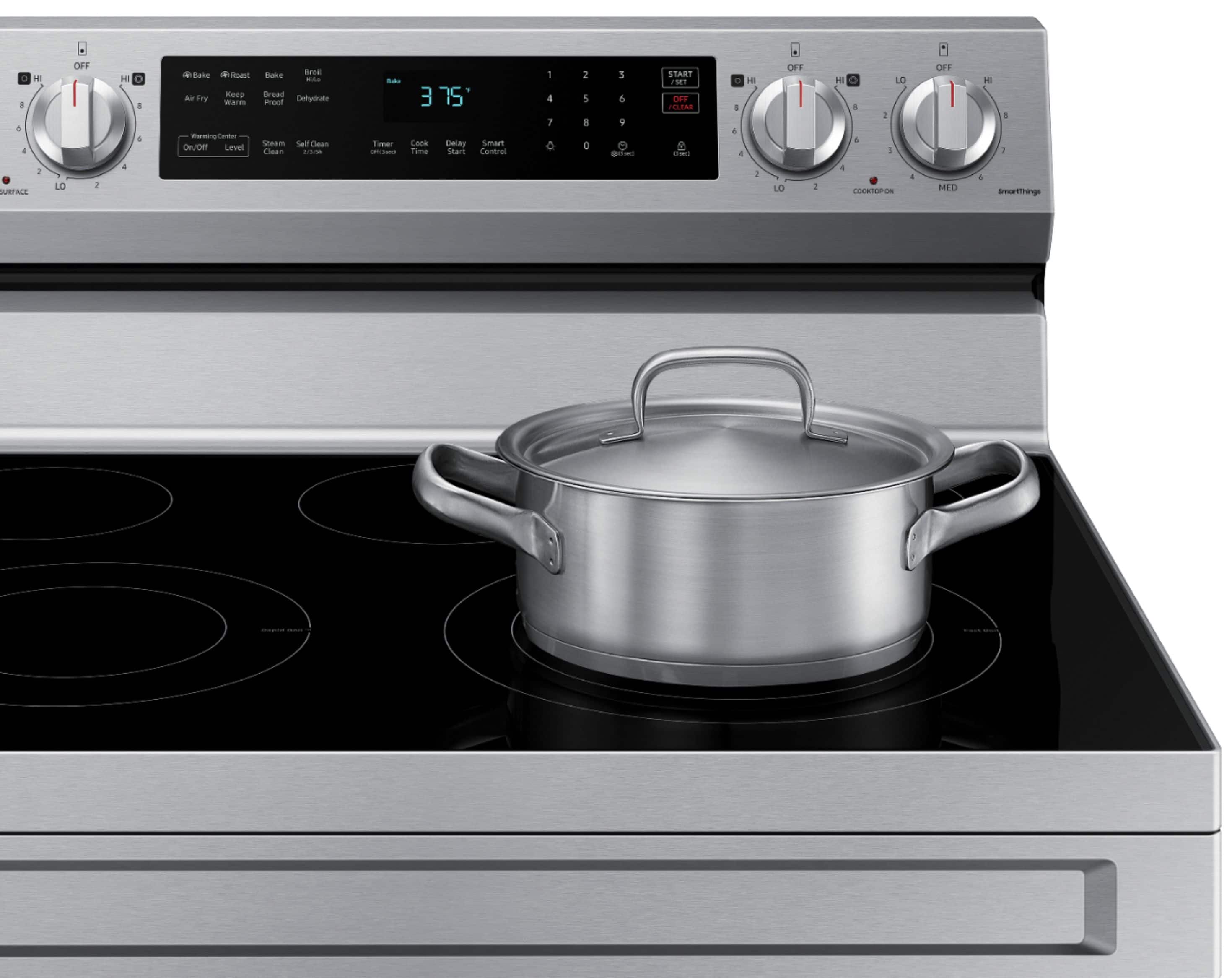 Alt View 12. Samsung - 6.3 cu. ft. Freestanding Electric Range with WiFi, No-Preheat Air Fry & Convection - Stainless Steel.