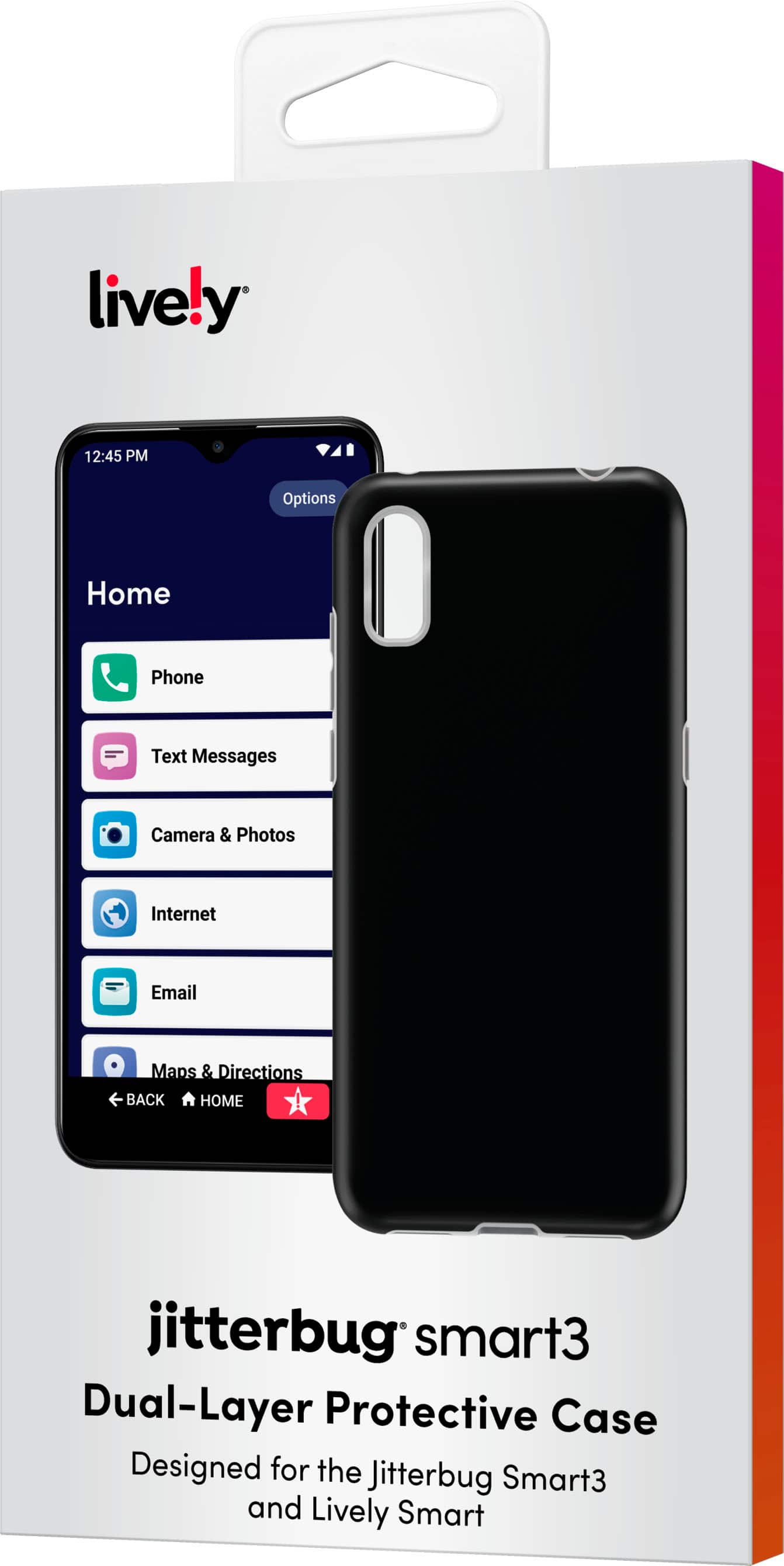Alt View 15. Lively® - Dual-Layer Hard Shell Case for Jitterbug Smart3 - Black.