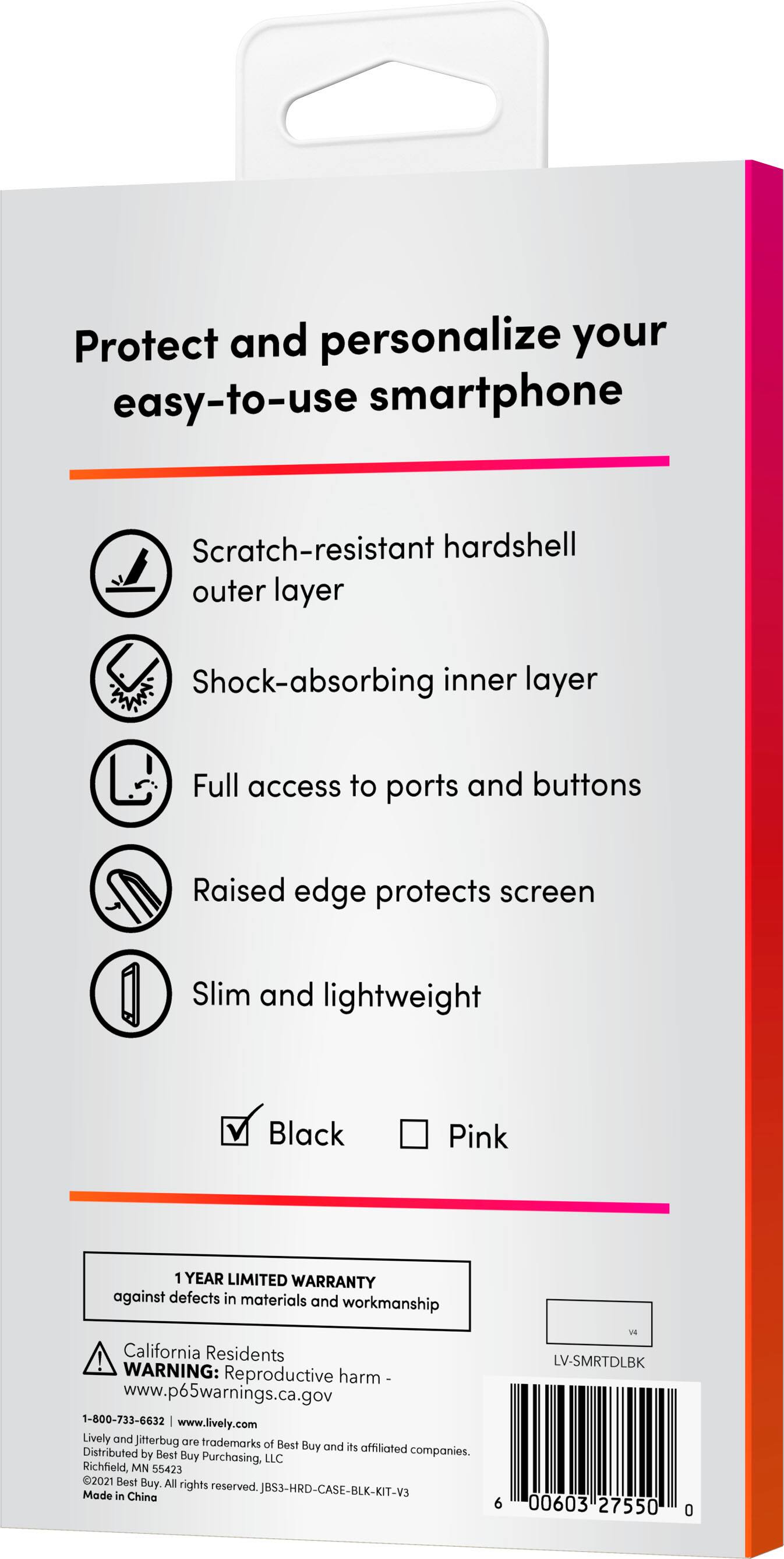 Alt View 16. Lively® - Dual-Layer Hard Shell Case for Jitterbug Smart3 - Black.