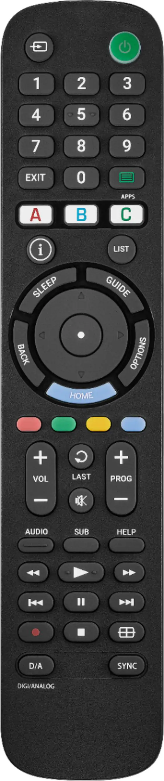 Angle. Insignia™ - Replacement Remote for Sony TVs - Black.