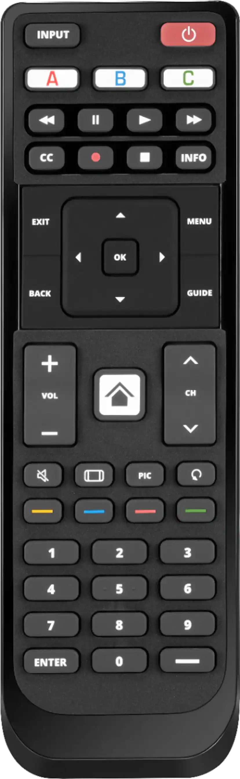 Angle. Insignia™ - Replacement Remote for Vizio TVs - Black.
