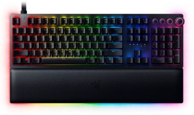 Razer - Huntsman V2 Analog Full Size Wired Opto-Mechanical Gaming Keyboard with Chroma RGB Backlighting - Black - Front_Zoom
