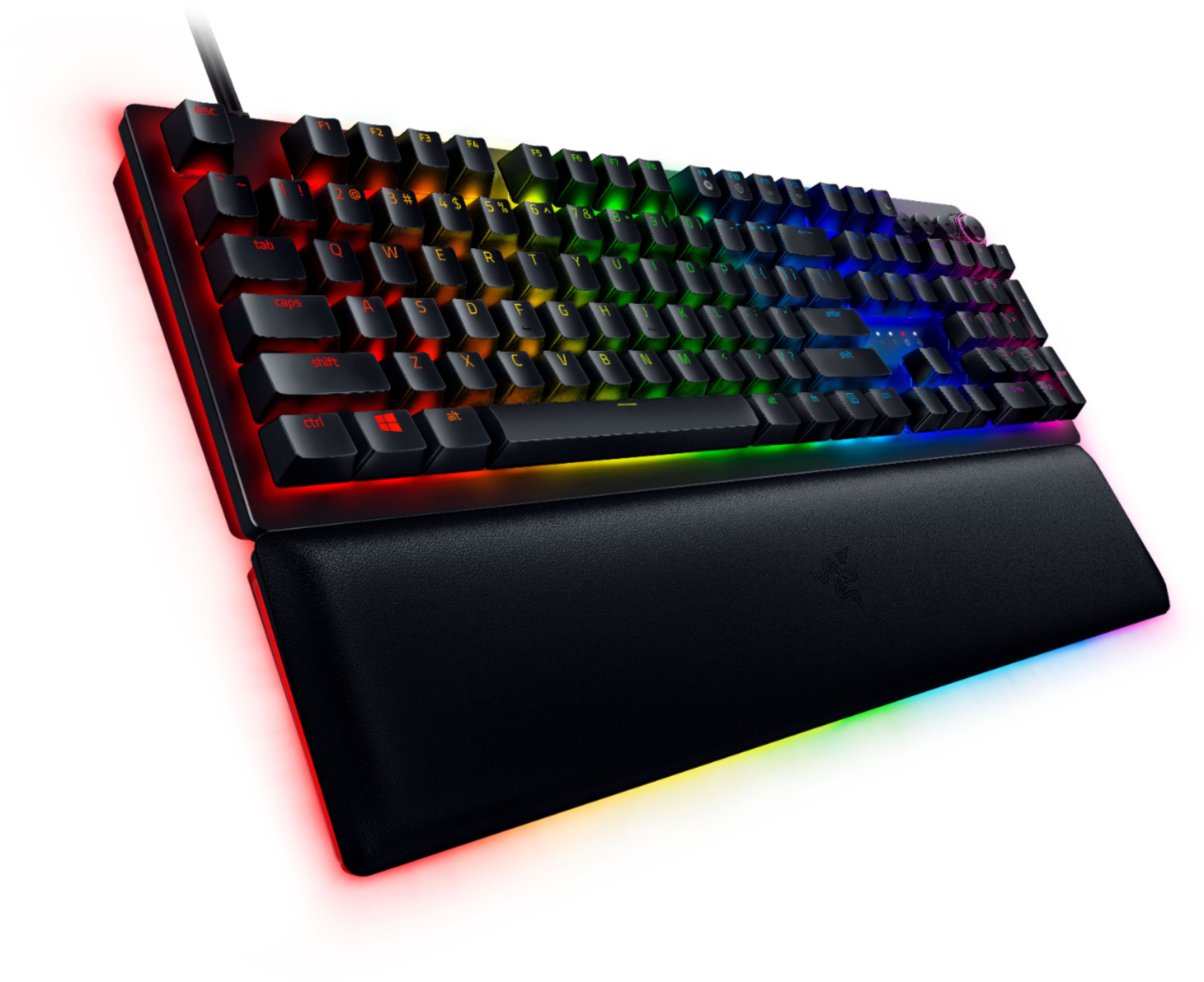 Left View: Razer - Huntsman V2 Analog Full Size Wired Opto-Mechanical Gaming Keyboard with Chroma RGB Backlighting - Black
