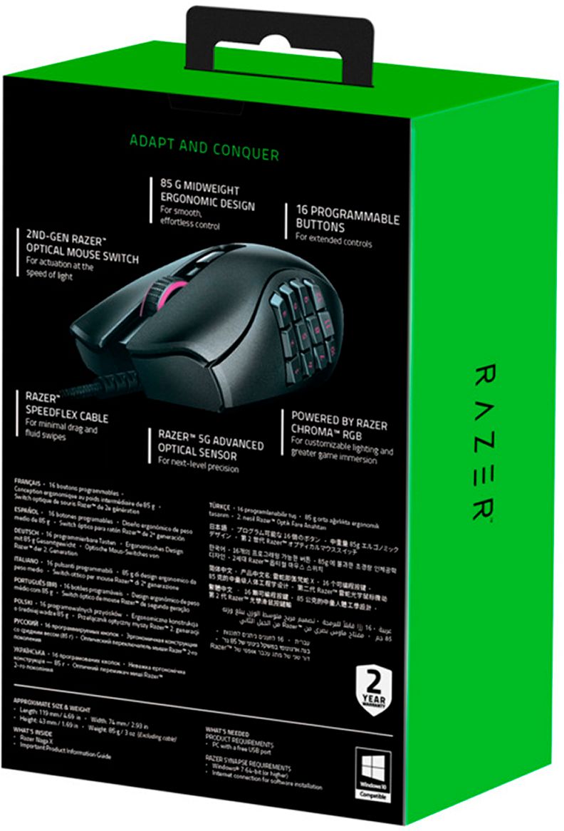 Programmable X Gaming Razer Buttons RZ01-03590100-R3U1 Buy: Black Mouse 16 Optical Naga Best with Wired