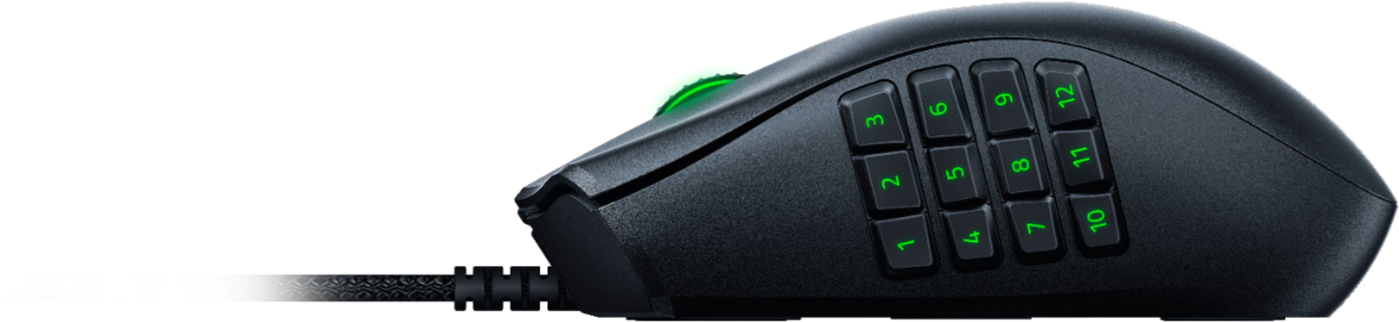 Left View: Razer - Naga X Wired with 16 buttons and Chroma RGB Lighting Optical Gaming Mouse - Black