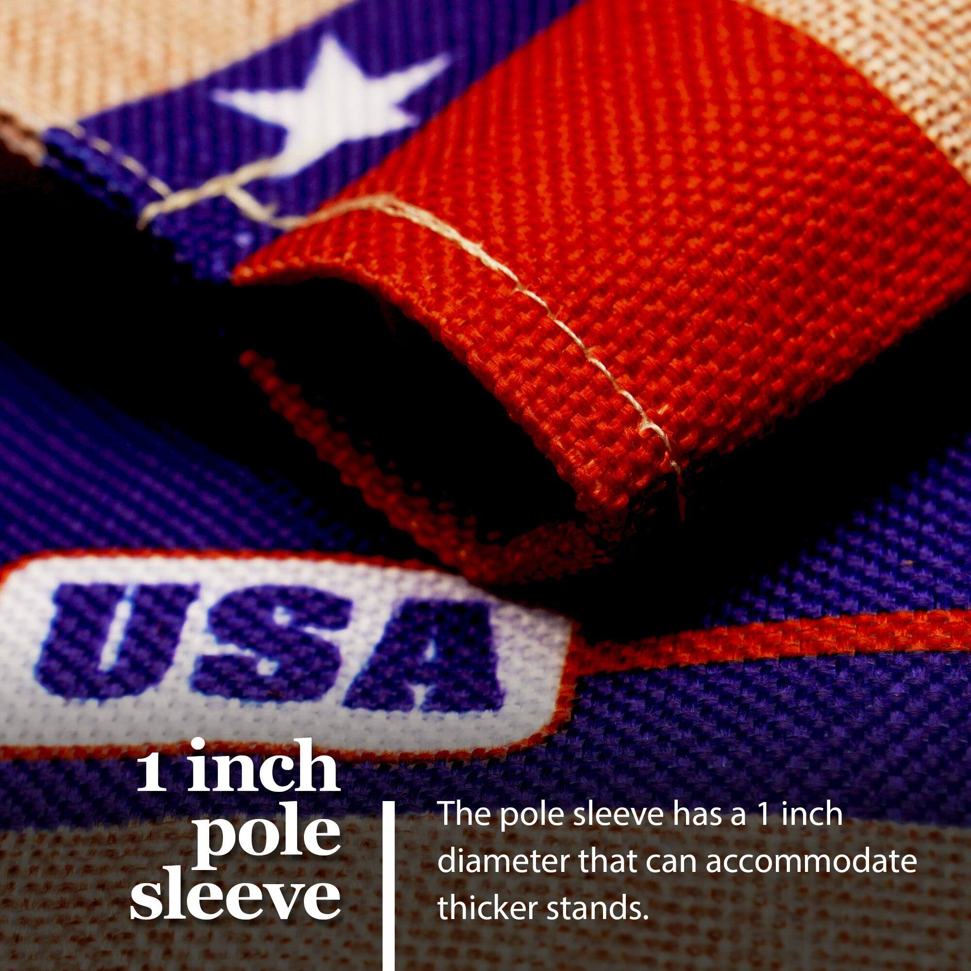 USA  
1 inch pole sleeve  
The pole sleeve has a 1 inch diameter that can accommodate thicker stands.