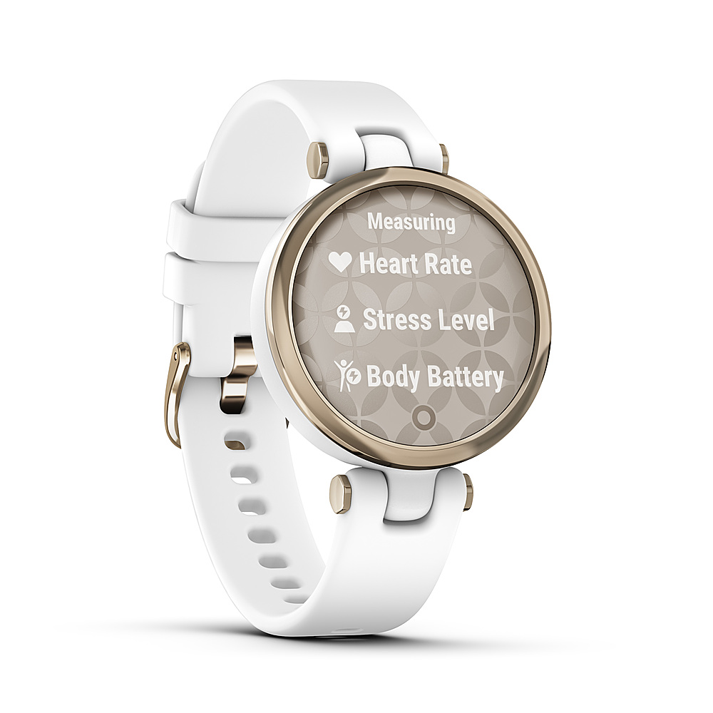 Angle View: Lily™ - Cream Gold Bezel with White Case and Silicone Band