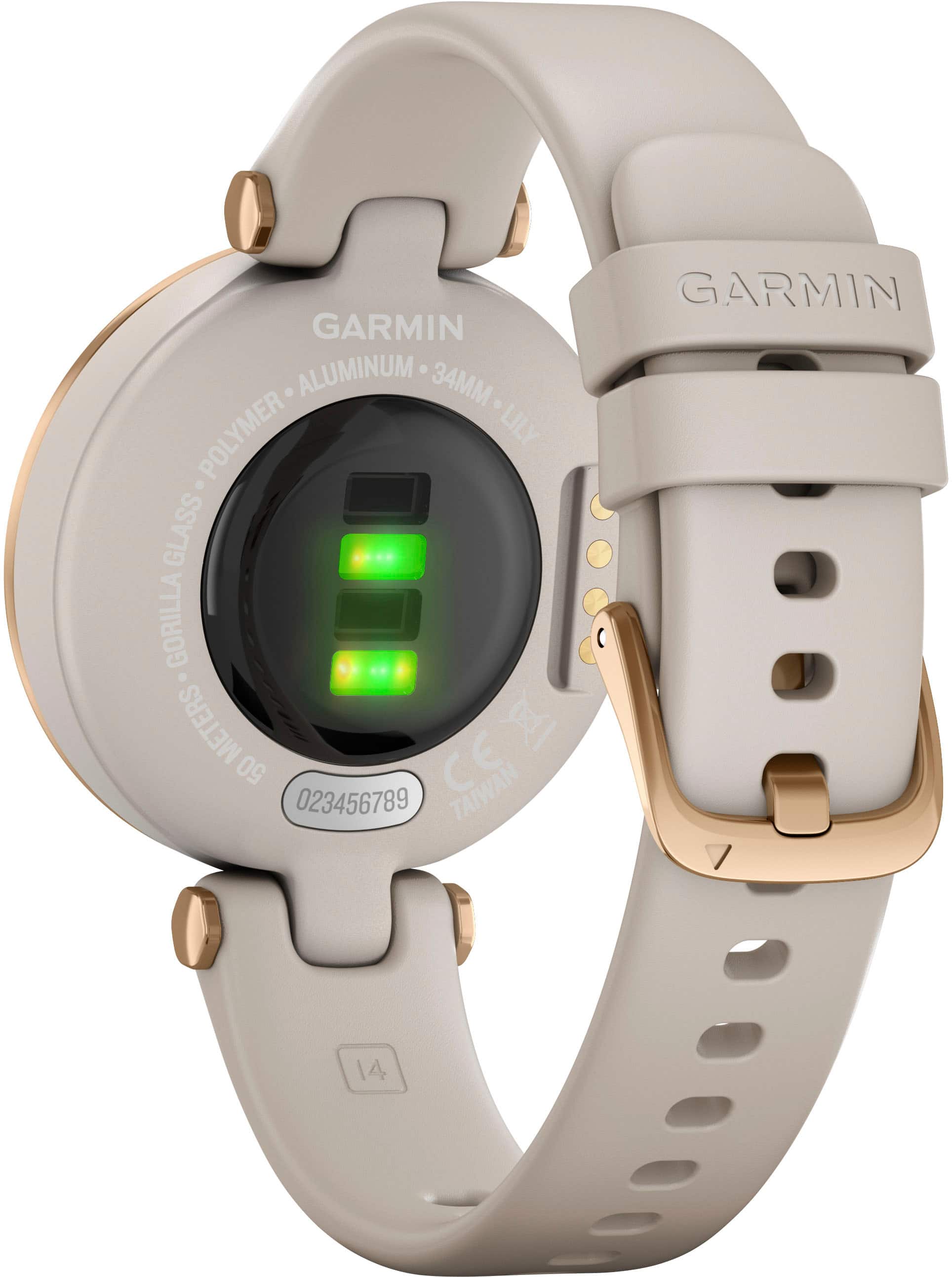Back. Garmin - Lily Sport Smartwatch 34mm Fiber-Reinforced Polymer - Rose Gold.