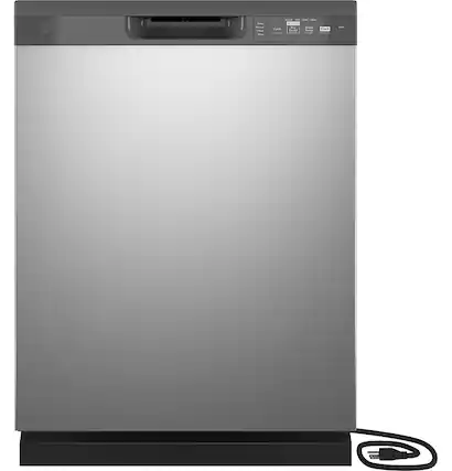 Front. GE - Front Control Built-In Dishwasher with 59 dBA - Stainless Steel.