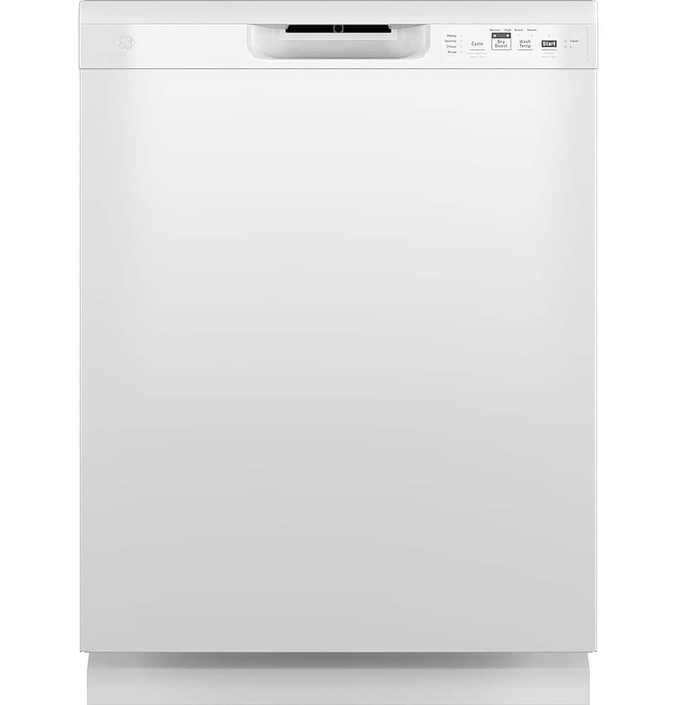 GE - 24" Front Control Built-In Plastic Tub Dishwasher with Dry Boost and 59 dBA - White - Front_Zoom