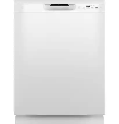 Front. GE - 24" Front Control Built-In Plastic Tub Dishwasher with Dry Boost and 59 dBA - White.