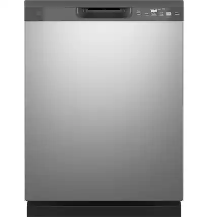 Front. GE - Front Control Built-In Dishwasher with 55 dBA - Stainless Steel.