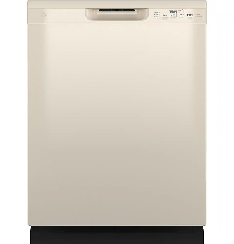 GE - 24" Front Control Built-In Plastic Tub Dishwasher with Steam + Sanitization and 55 dBA - Bisque