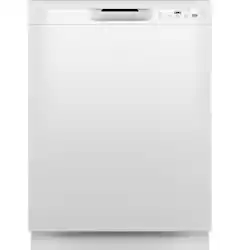 GE - 24" Front Control Built-In Plastic Tub Dishwasher with Steam + Sanitization and 55 dBA - White - Front_Zoom